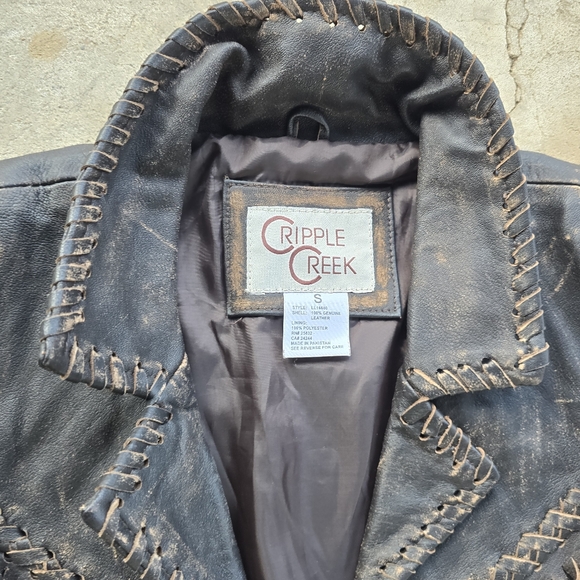 Cripple Creek Women’s Leather Fringe Western Rustic Vest Small - Picture 2 of 2